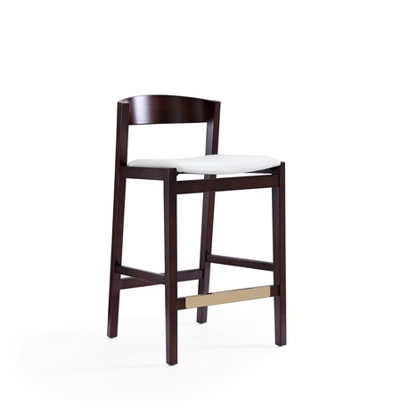 Manhattan Comfort Klismos Counter Stool in Ivory and Dark Walnut (Set of 3) 3-CS007-IV